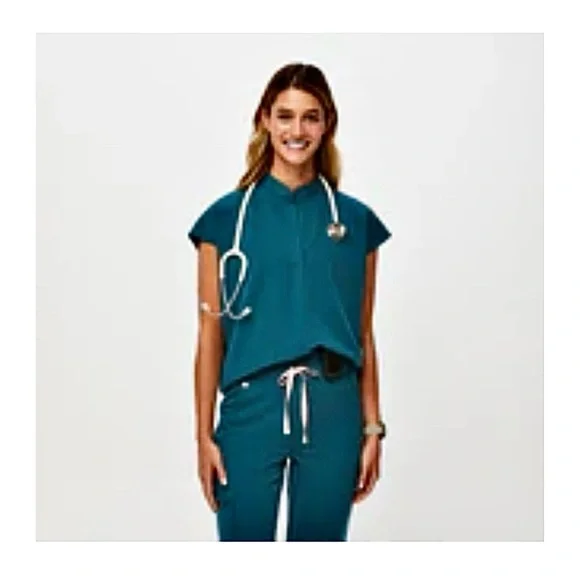 FIGS Scrub Set – Caribbean Blue (Zamora Jogger + Rafaela Top) XXS Tall - Picture 1 of 5